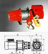 Лебедка электрическая KDJ-200E, 220в, г/п 200кг, в/п 29м.